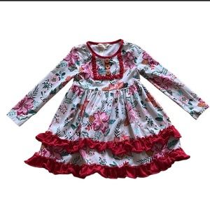 EUC Matilda Jane Talk About Floral red ruffle long sleeve size 2 Girl’s dress